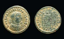 Licinius II, Heraclea, Campgate, Wearing Imperial Mantle